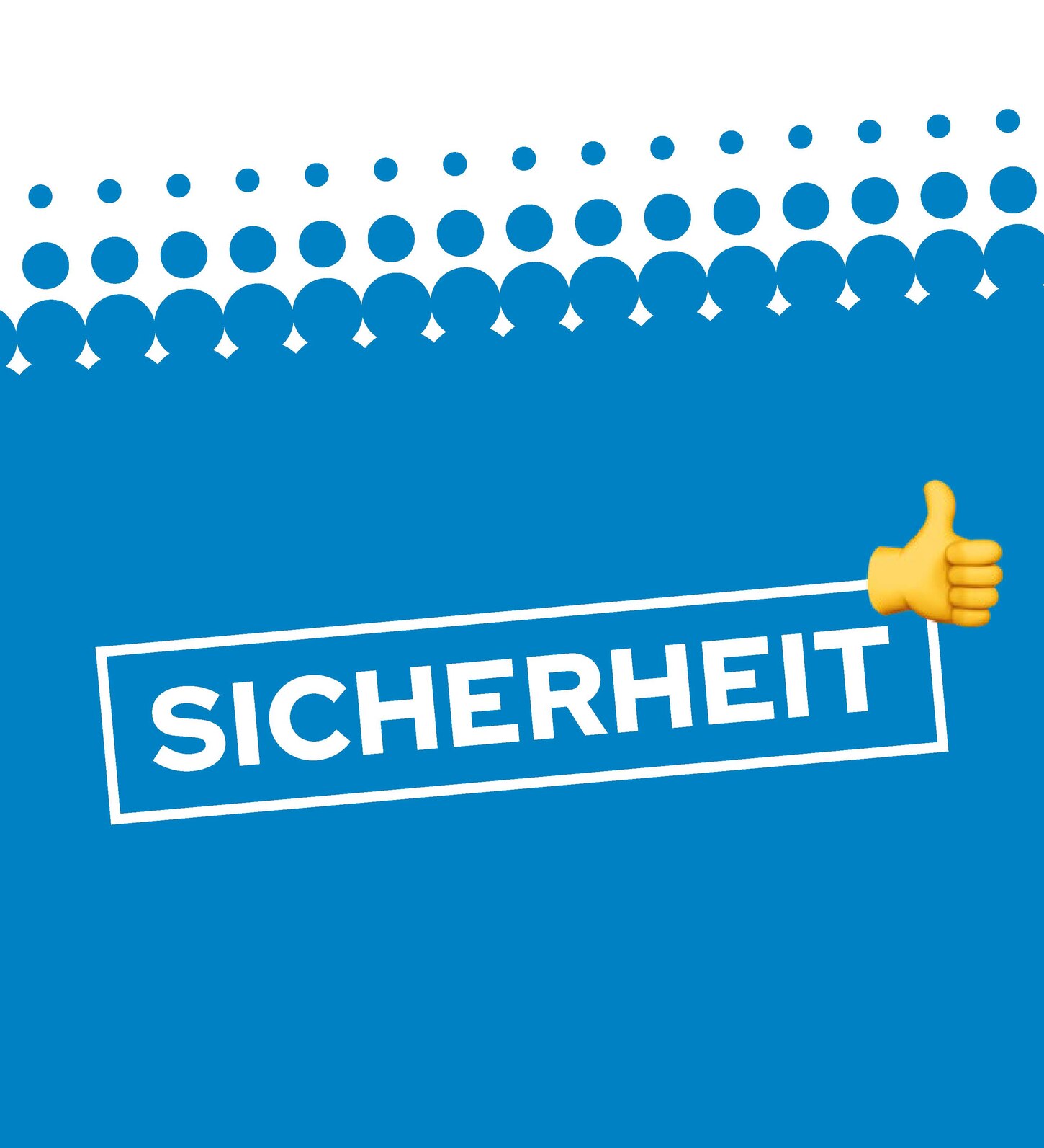 Begriff »Sicherheit« mit einem »Daumen-Hoch«-Symbol.